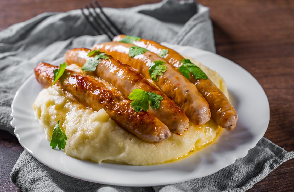 recipe example of bangers and mash featuring scott pete sausages