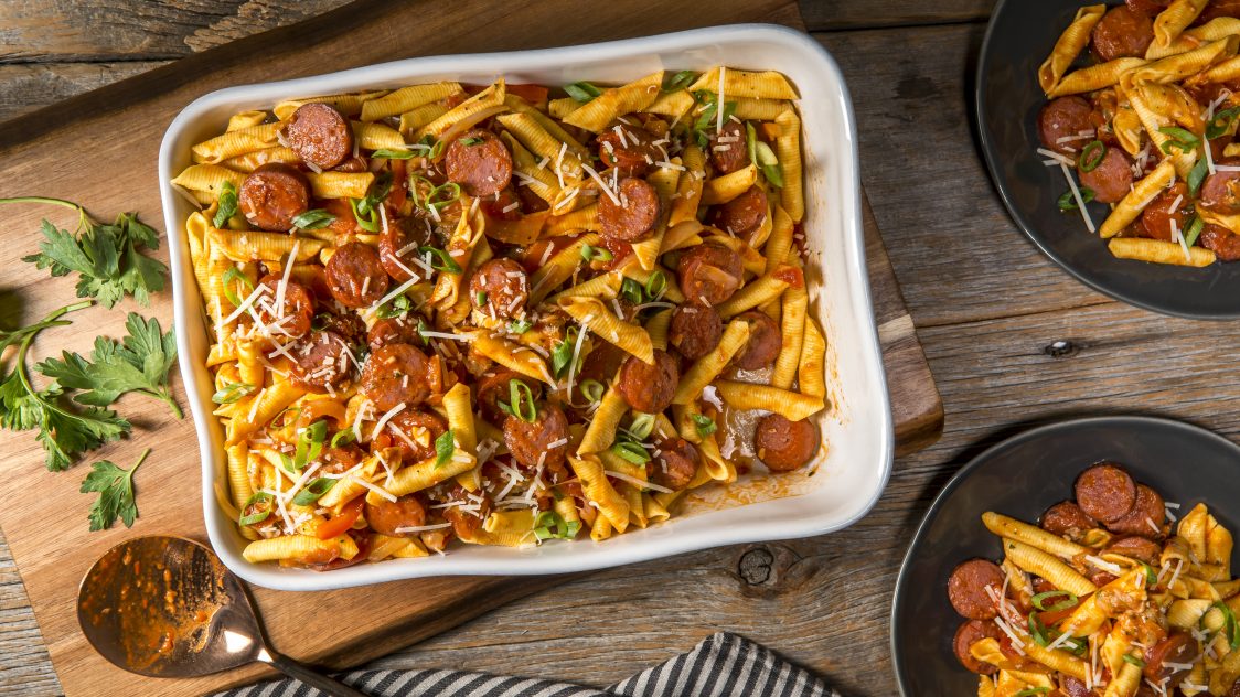 Cheesy Cajun Pasta Bake - Scott Pete