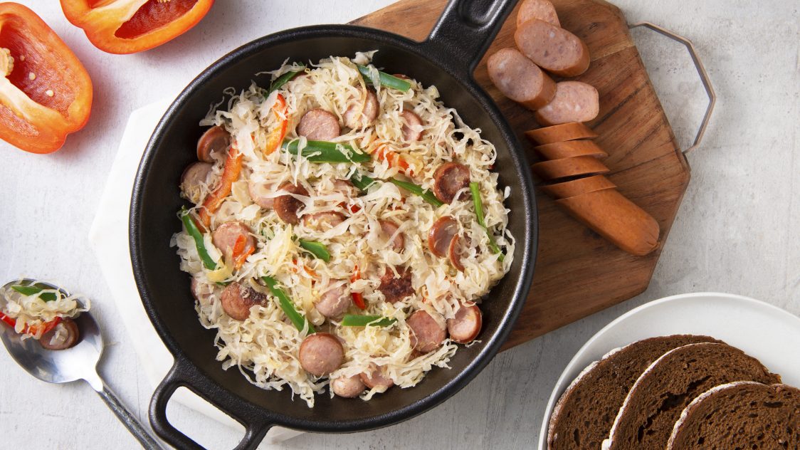 Sausage and Sauerkraut Bake - Scott Pete