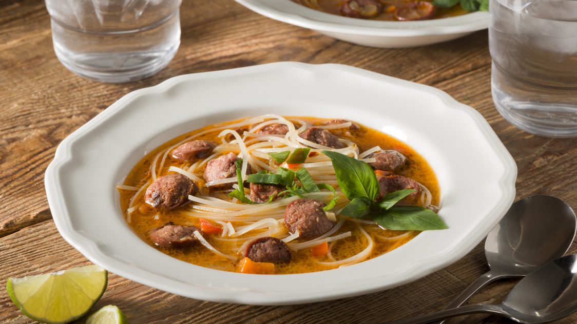 Spicy Thai Curry Sausage Soup - Scott Pete